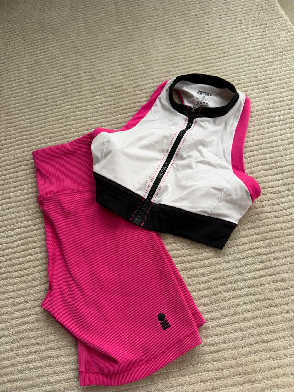 Solid & Striped Sports Bra and Biker Shorts Set